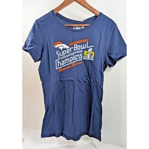 Denver Broncos Super Bowl 50 Champions Navy Blue T Shirt  Womens Size Large